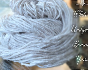 White Banana Yarn, Banana Silk Yarn, DIY Undyed, Hand Spun, Fun Yarn, Eco Friendly Yarn, Hypo Allergenic Yarn, Mini Skein,