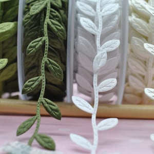 Leaf Vine Trim, By the Yard, Miniature Leaf Vine, DIY Colors, Dark Green, Light Green, Olive Green, White, Cream