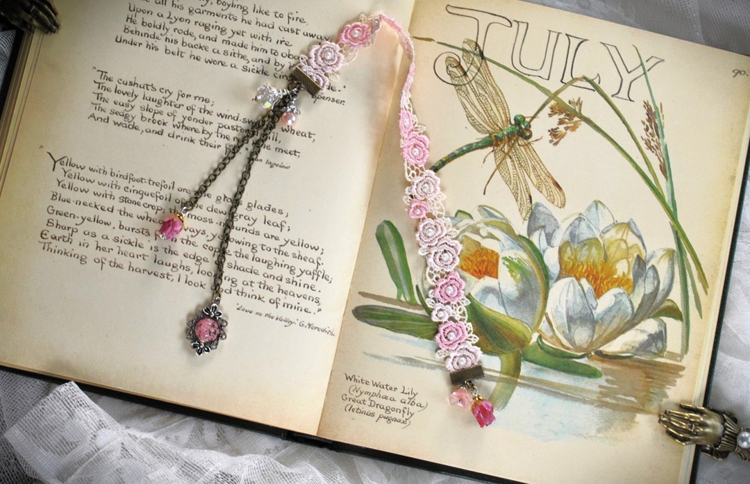 Handmade Embellished Junk Journal Beaded Charm Bookmark Embellishment ...