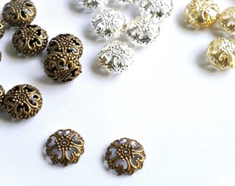 Bronze Silver or Tarnished Extra Large Filigree Spacer Beads 25mm, Kiln or Torch Fire Supply