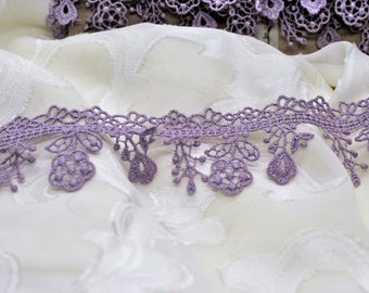 Purple Flower Lace Tassel Fringe, Venice Hollow Lace Trim, Little Girl Lace, Junk Journal Slow Stitch Snippet Cluster Scrapbooking Supplies