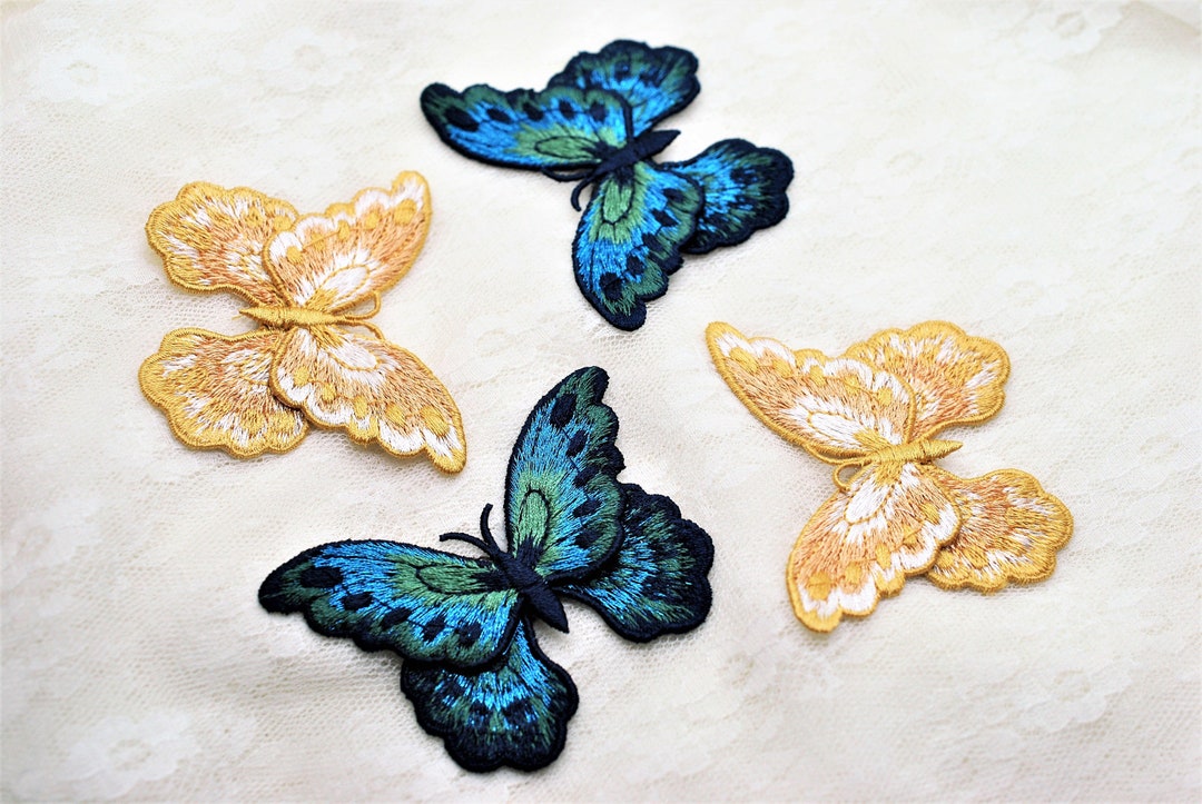 3D Applique Sew on Butterfly, Yellow or Aqua & Blue Butterfly, Scrapbooking, Art Junk Journal