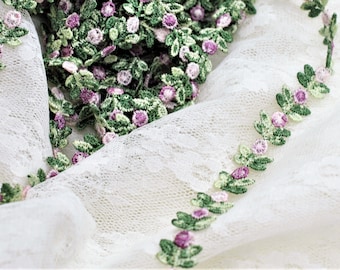 Dainty Mini Floral Venise Guipure Violet Purple Rose Lace Trim (1/2"), Shabby Chic, Lace, Doll Trim, Scrapbook Lace, By the Yard