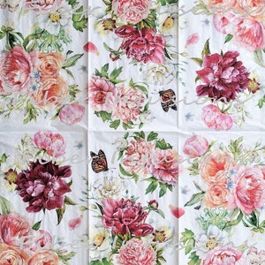 Decoupage Guest Towel Paper Napkin, Pink Blush Peony Designer Napkin, Shabby Chic, Vintage Inspired, Altered Art Crafts Supply