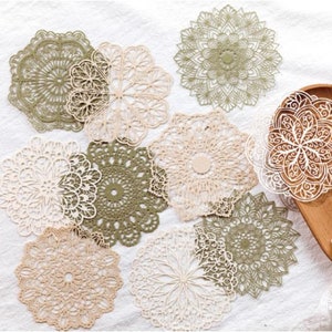 Mini Paper Lace Doilies (10), 4" Floral Design Miniature Doilies, Journal Scrapbooking Mini Flower Ephemera, Shabby Chic Doilies