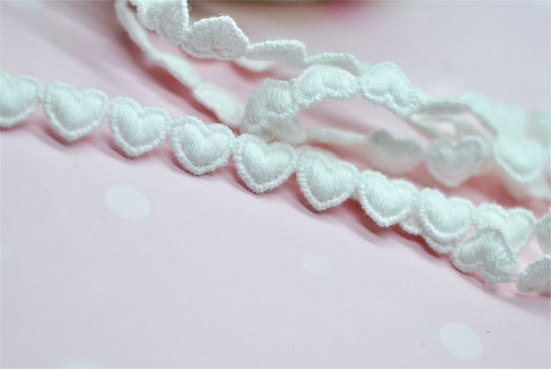 Tiny Teeny Baby Hearts Trim Lace, Dainty Heart Trim, Puffy 3D Heart Trim, Scrapbook Journal Trim, Doll Trim, Hair Arts and Crafts Trim image 6