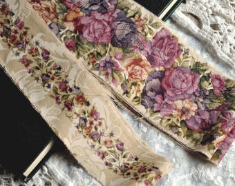 Hand Torn  Cotton Multicolor Floral Fabric Strips, Cottage Shabby Chic, Journal Scrapbooking Jewelry Making Textile Ribbon