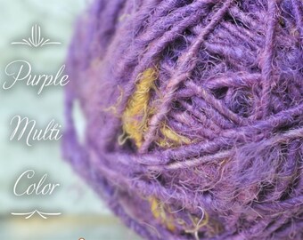 Purple Banana Yarn, Banana Silk Yarn, Hand Spun, Fun Yarn, Eco Friendly Yarn, Hypo Allergenic Yarn, Purple Skein,