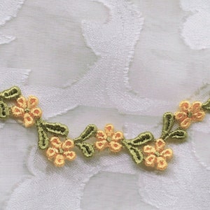 Yellow Green Venice Petite Decorative Narrow Floral Trim, Doll Trim, Scrapbooking Art Journal Trim, Slow Stitching, Crazy Quilting image 2