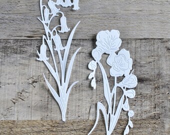 Handmade White Flower Embossed Die Cuts, Flower Ephemera, Flower Die Cuts, DIY Coloring Flower Art, Coloring Die Cuts