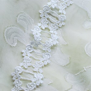 White Vertical 1" Floral Ladder Lace Trim, Scrapbooking Junk Journal Lace Trim, Shabby Chic Trim, Rose Lace Trim