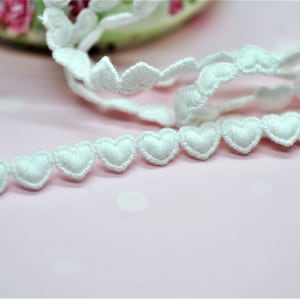 Tiny Teeny Baby Hearts Trim Lace, Dainty Heart Trim, Puffy 3D Heart Trim, Scrapbook Journal Trim, Doll Trim, Hair Arts and Crafts Trim image 1