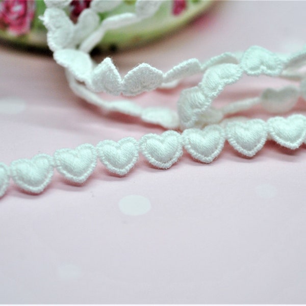 Tiny Teeny Baby Hearts Trim Lace, Dainty Heart Trim, Puffy 3D Heart Trim, Scrapbook Journal Trim, Doll Trim, Hair Arts and Crafts Trim