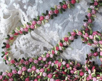 Dainty Shabby Chic Rose Pink Floral Flower Embroidered Lace Trim 1/2",