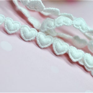 Tiny Teeny Baby Hearts Trim Lace, Dainty Heart Trim, Puffy 3D Heart Trim, Scrapbook Journal Trim, Doll Trim, Hair Arts and Crafts Trim image 3