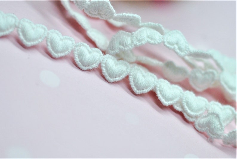 Tiny Teeny Baby Hearts Trim Lace, Dainty Heart Trim, Puffy 3D Heart Trim, Scrapbook Journal Trim, Doll Trim, Hair Arts and Crafts Trim image 3
