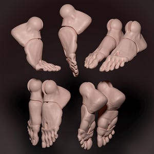 3D-druckbare BJD-Puppenbeine STL | Kugelgelenk-Puppenteile | Gelenkfüße 3D-Modell | DIY-Puppenherstellung | Harz