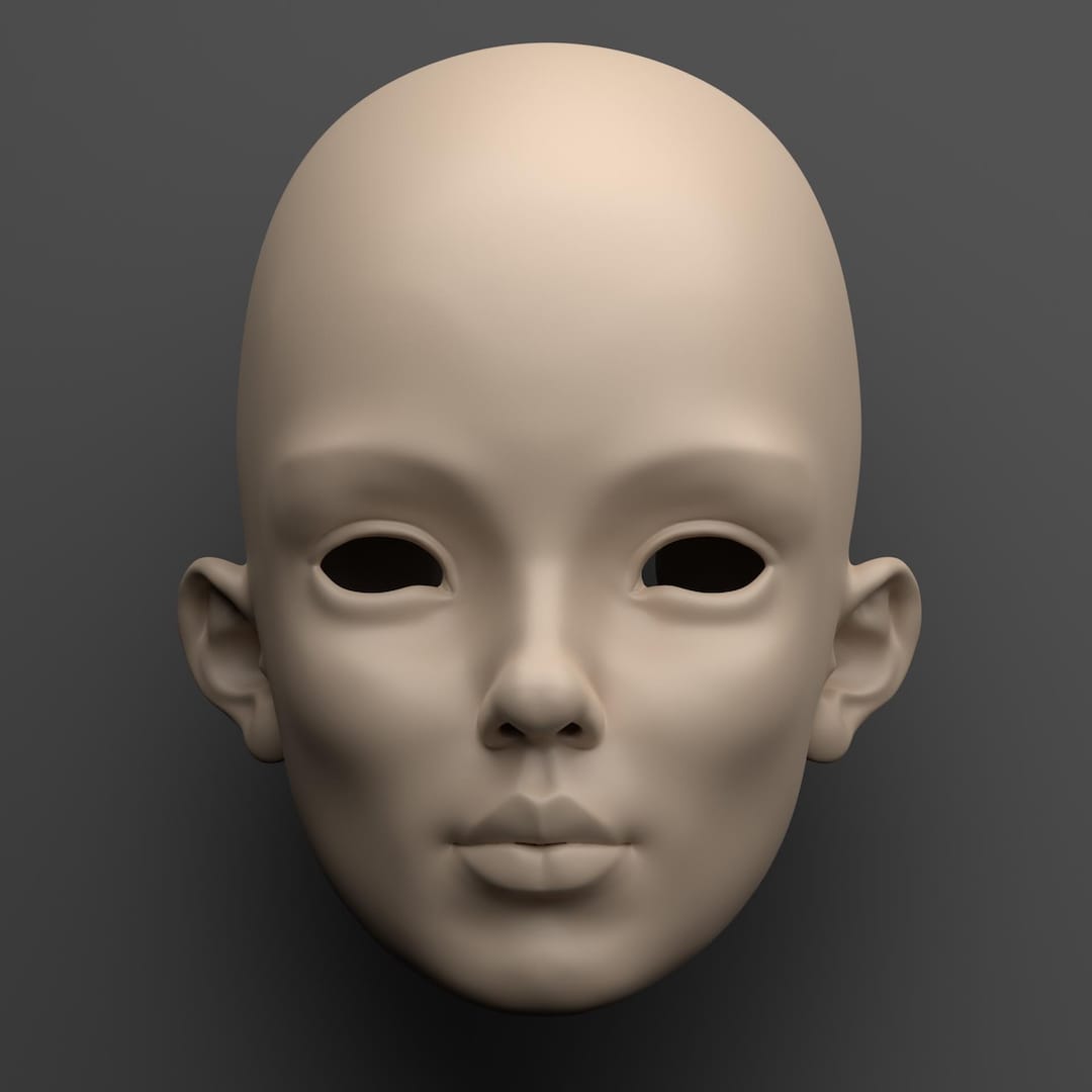 Arya - Realistic BJD Doll Head 3D Model Printable Base for Custom Ball ...