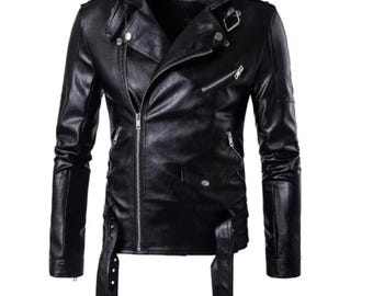 Handmade Lambskin Leather Biker Jacket: Custom Fit Motorcycle Coat
