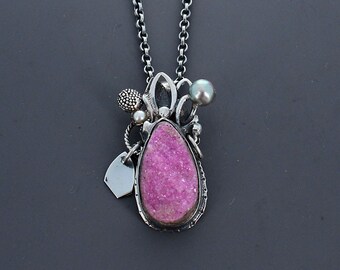 Natural Pink Drusy Necklace