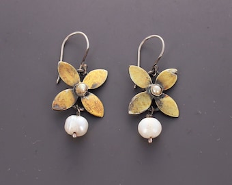 Gold Primrose Drops with Pearls