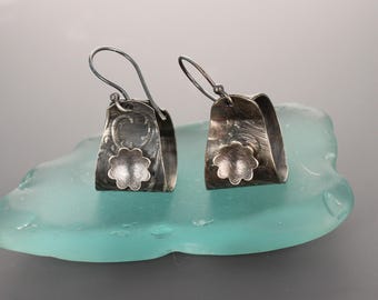 Small Silver Flower Hoop Earrings