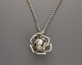 Tahitian Pearl Cage Necklace with a Raw Diamond