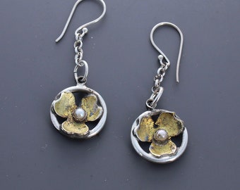 Gold Trillium Drops with Seed Pearls