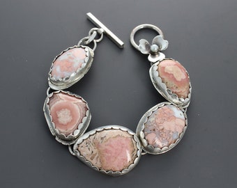 RESERVED....Rhodochrosite and Confetti Agate Bracelet