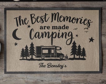 Felpudo de camping personalizado, felpudo de RV personalizado para amantes del camping, decoración para caravanas, alfombra para camping