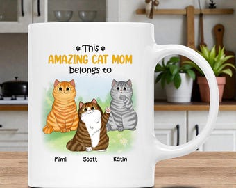Personalized Cat Mug: Custom Funny Cat Mom Coffee Cup, Gift for Pet Lovers