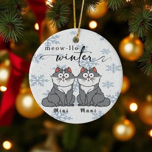 Meowy Christmas Ornament, Custom Cat Lover Decor, Family Gift, Pet Loss Memorial Gift