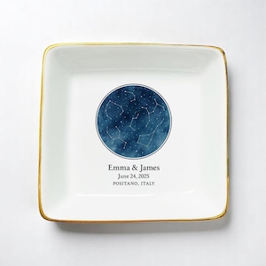 Mapa estelar personalizado – Presente de arte personalizado com céu noturno • Lembrança de aniversário de casamento para casal – Nomes e data personalizados - Presente de noivado