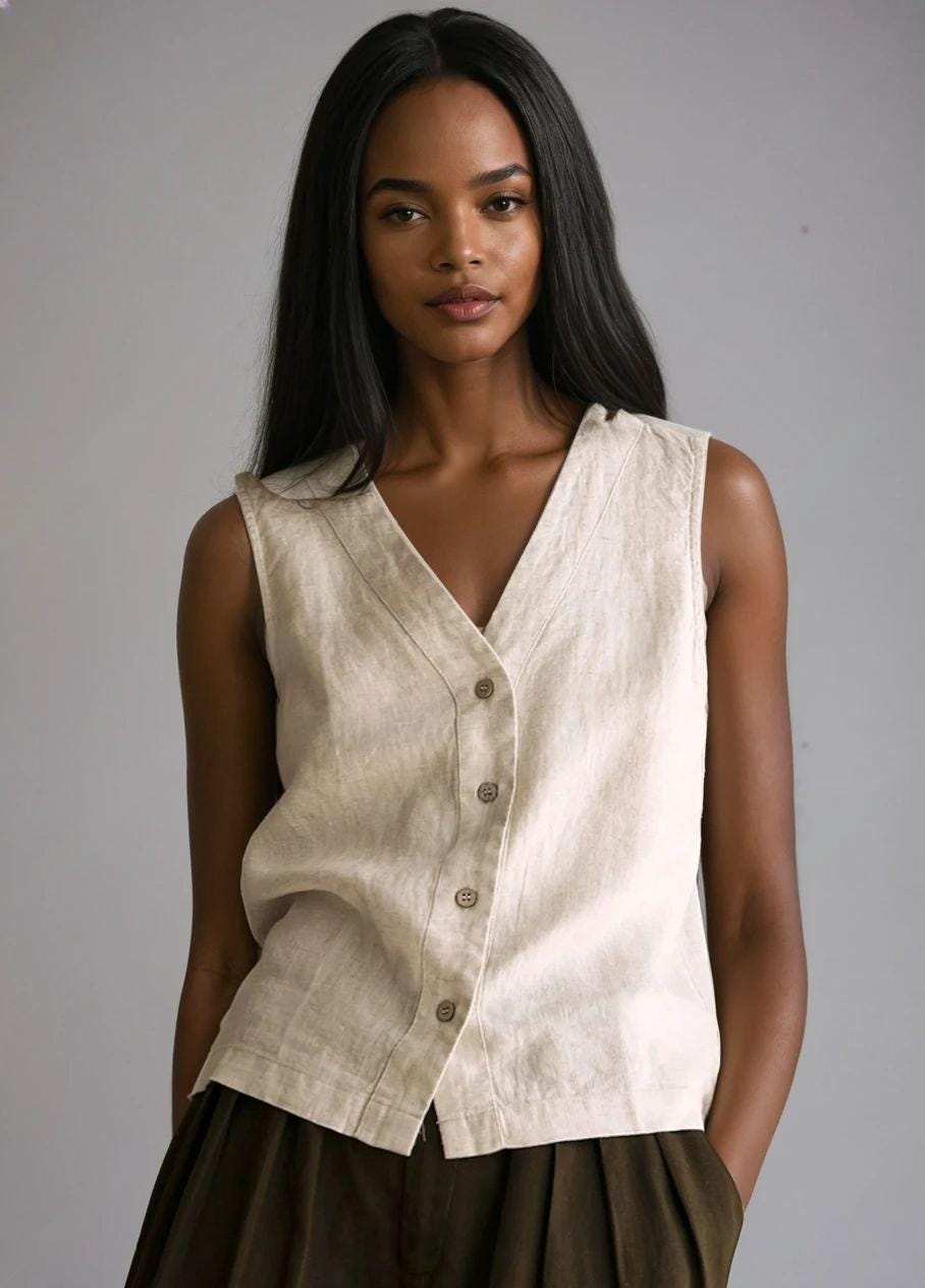 Loose Linen Vest - Etsy