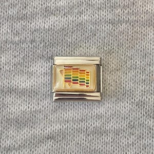 Charm italiano con bandera arcoíris: pulsera de eslabones de acero inoxidable plateado
