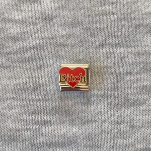 Red Heart Italian Charm Link: 9mm Stainless Steel Enamel