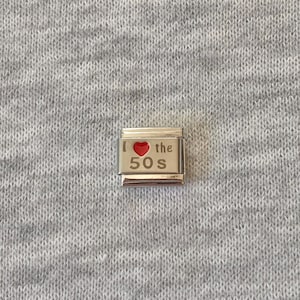 I love the 50s Italian Charm uk: Stainless Steel Enamel silver bracelet link, laser engraved