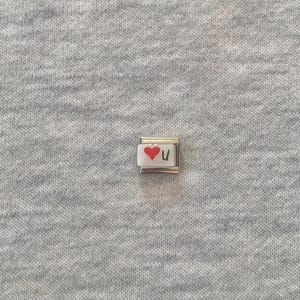 Heart U Italian Charm uk : Stainless Steel Enamel Link bracelet charm