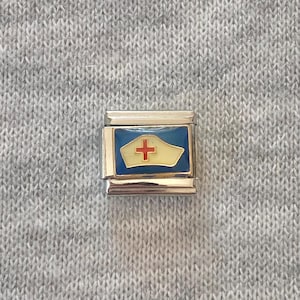 Italiaanse bedel verpleegstershoed: 9 mm zilveren roestvrijstalen geëmailleerde armbandschakel