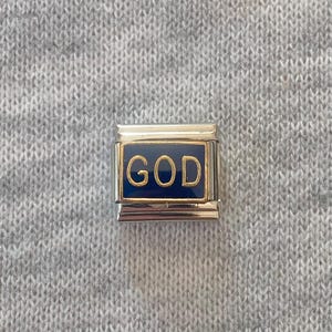 God Italian Charm UK: 9 mm シルバー ステンレススチール エナメル ブレスレット リンク