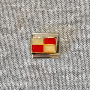 checkers Italian Charm uk: 9mm Stainless Steel silver braclet link