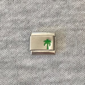 Palm Tree Italian Charm uk: silver Stainless Steel bracelet link