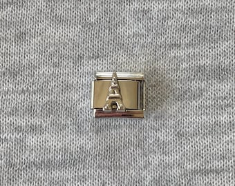 Eiffel Tower Italian Charm uk: Silver Stainless Steel bracelet link 9mm