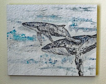 MADRE E FIGLIO (Madre e hijo). Acuarela original impresa sobre lienzo. Firmada por el artista.