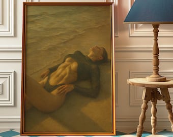 Poster bikini vintage femme prenant le soleil - oeuvre d'art murale plage - poster élégant Old Money - poster été Vogue - poster Chill Vibes