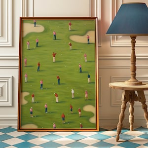 Vintage kleine golfers kunst aan de muur - retro golfbaan artwork - golfdecor voor man Cave - minimalistische golfprint - uniek cadeau voor golfers
