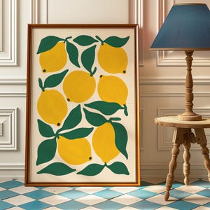 Lemons Art Print - Lemon Kitchen Wall Art - Lemon Botanical Poster -  Vintage Lemon Painting - Fruit Wall Art - Minimalistic Lemon Prints