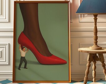 Retro Feminist Art Print: Strong Black Woman Surreal Decor