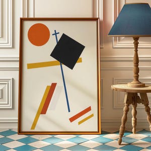 Modernes geometrisches abstraktes Wandbild Kunst-Druck - Minimalistisches Poster im suprematistischen Stil - Bauhaus inspirierte Kunst für Wohnzimmer- oder Bürodekor
