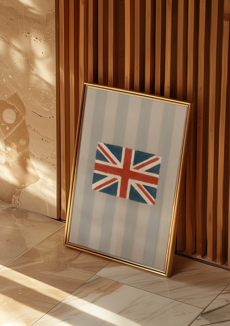 Coastal British Flag Wall Art Print – Vintage Union Jack Painting – UK ...
